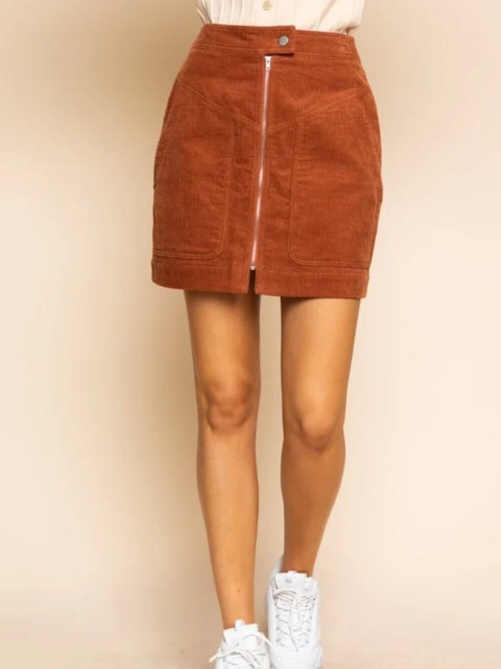 Gilli Corduroy Mini Skirt In Rust Brown Size Small